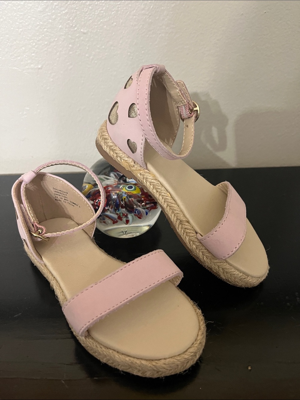 pink heart espadrille sandals by Janie and Jack Sz 7